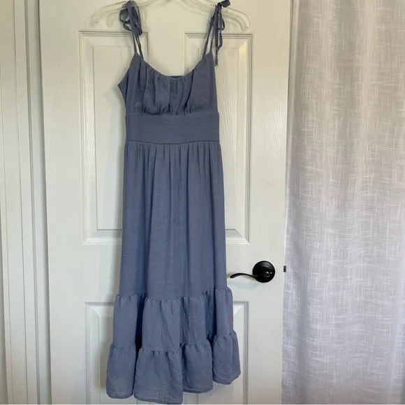 Lily Rose Small Coquette Cottagecore Tiered Fairy Dainty Light Blue Midi Dress - Picture 14 of 16